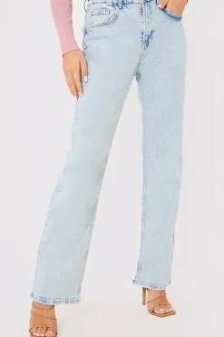 Bleach Wash Straight Leg Jean