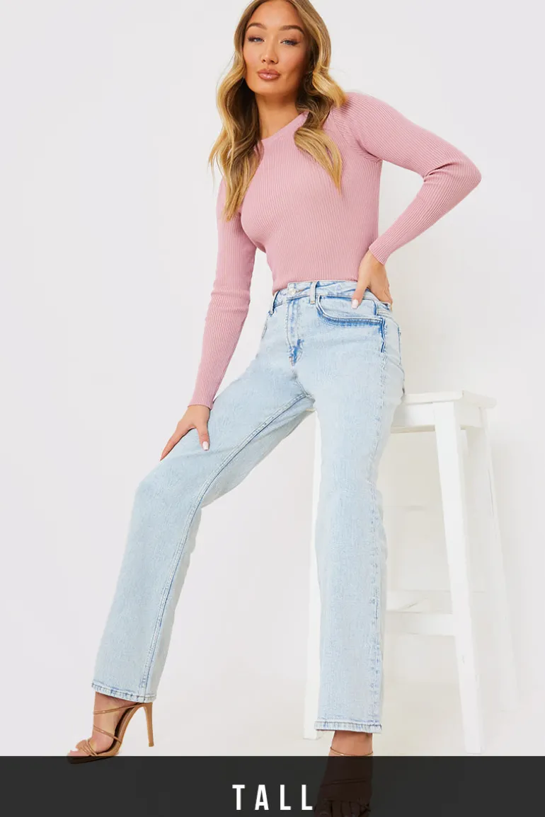 Bleach Wash Straight Leg Jean