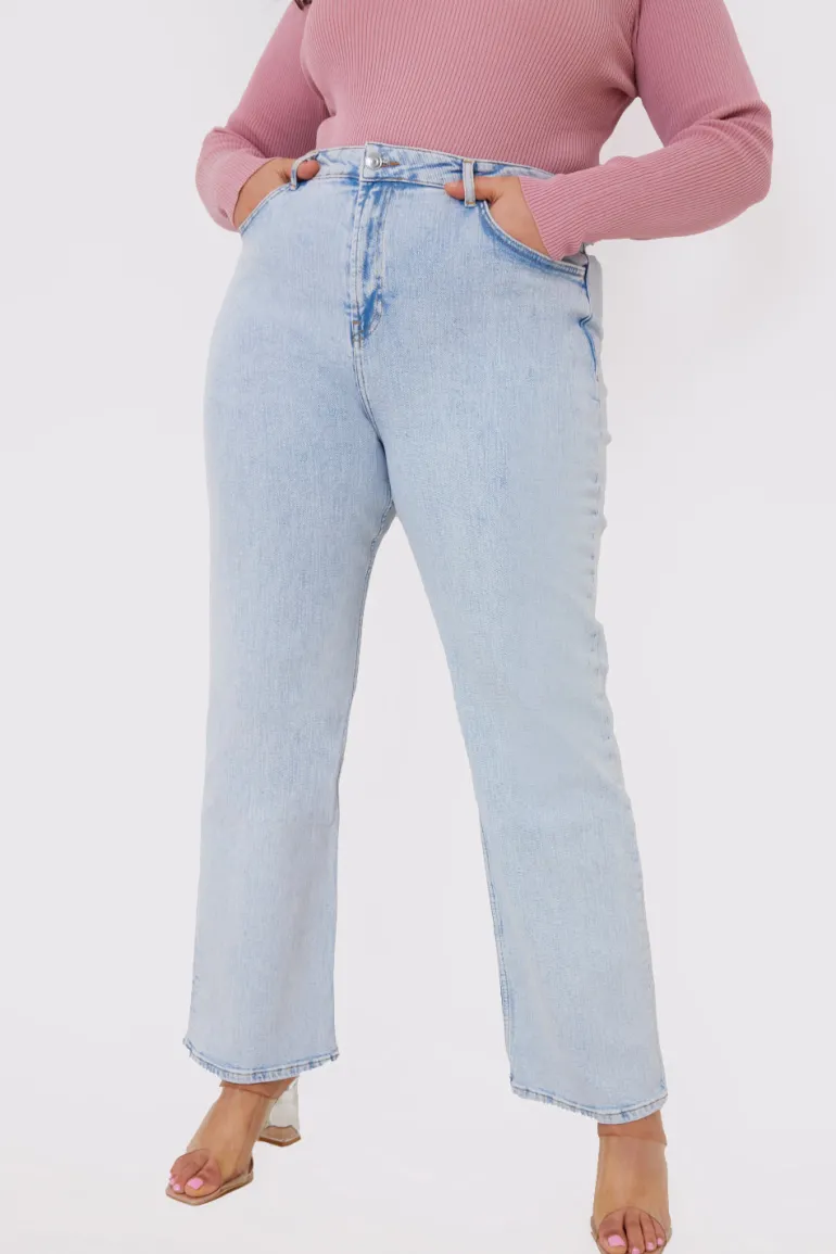 Bleach Wash Straight Leg Jean