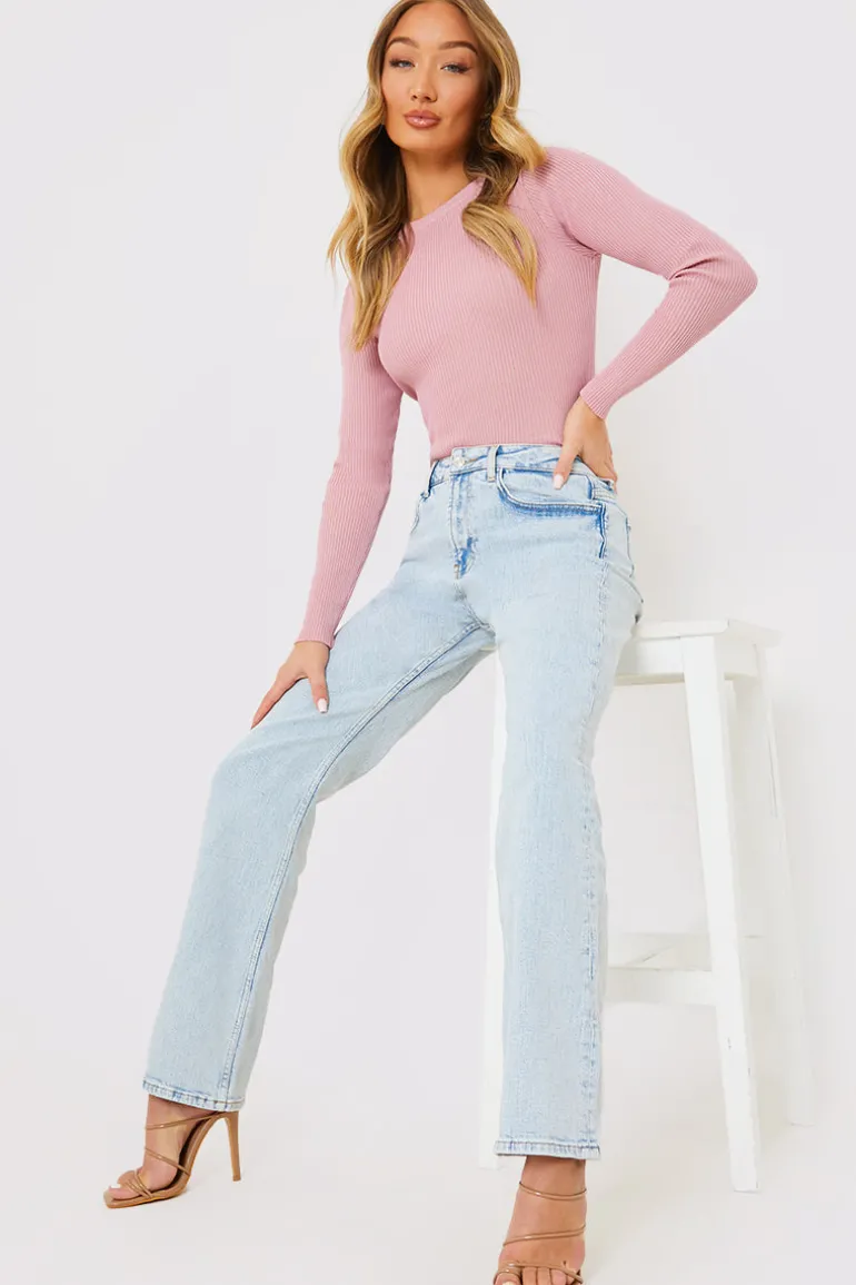 Bleach Wash Straight Leg Jean