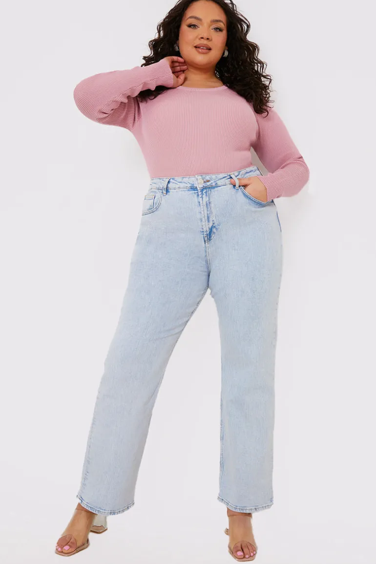Bleach Wash Straight Leg Jean