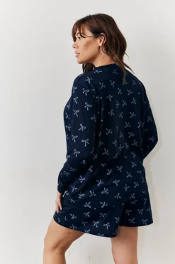 Bow Print Long Sleeve and Short PJ Set