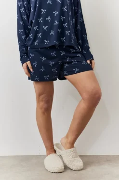 Bow Print Long Sleeve and Short PJ Set