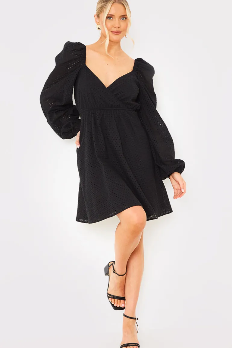 Broderie Cut Out Mini Dress