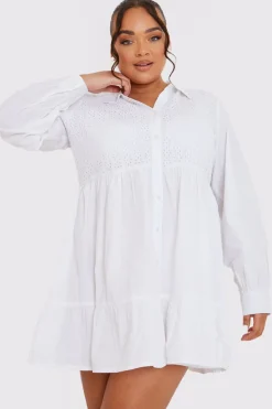 Broderie Tiered Shirt Dress