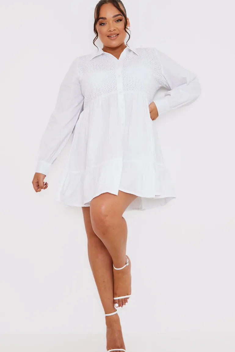 Broderie Tiered Shirt Dress