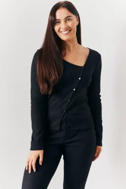 Brushed Rib Asymmetric Co-Ord Top