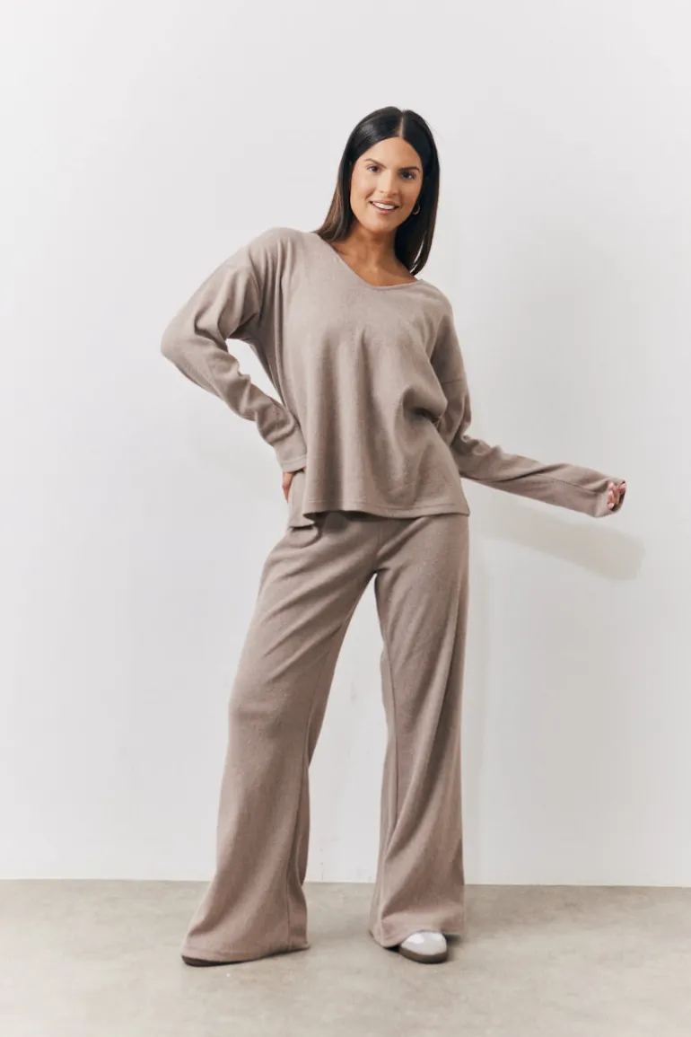 Brushed Rib Flare Leg Co Ord Trouser