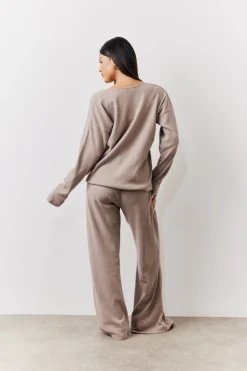 Brushed Rib Flare Leg Co Ord Trouser