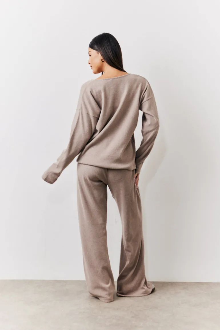 Brushed Rib Flare Leg Co Ord Trouser
