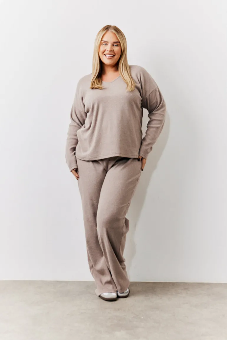Brushed Rib Flare Leg Co Ord Trouser