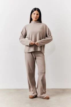 Brushed Rib High Neck Co Ord Top