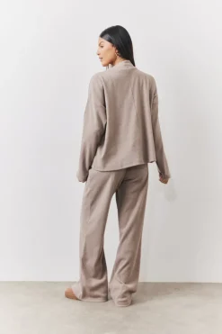 Brushed Rib High Neck Co Ord Top