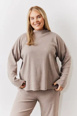Brushed Rib High Neck Co Ord Top