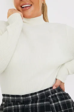 Brushed Rib High Neck Long Sleeve Top