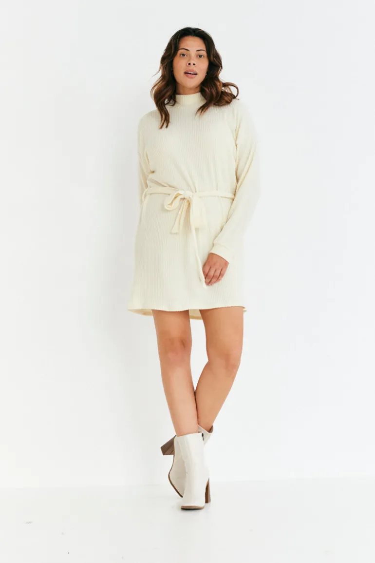 Brushed Rib Loose Belted Dress