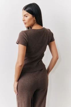 Brushed Rib Scoop Neck Co Ord Top