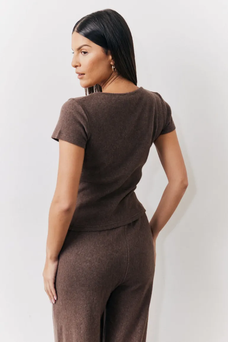 Brushed Rib Scoop Neck Co Ord Top