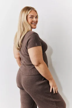 Brushed Rib Scoop Neck Co Ord Top