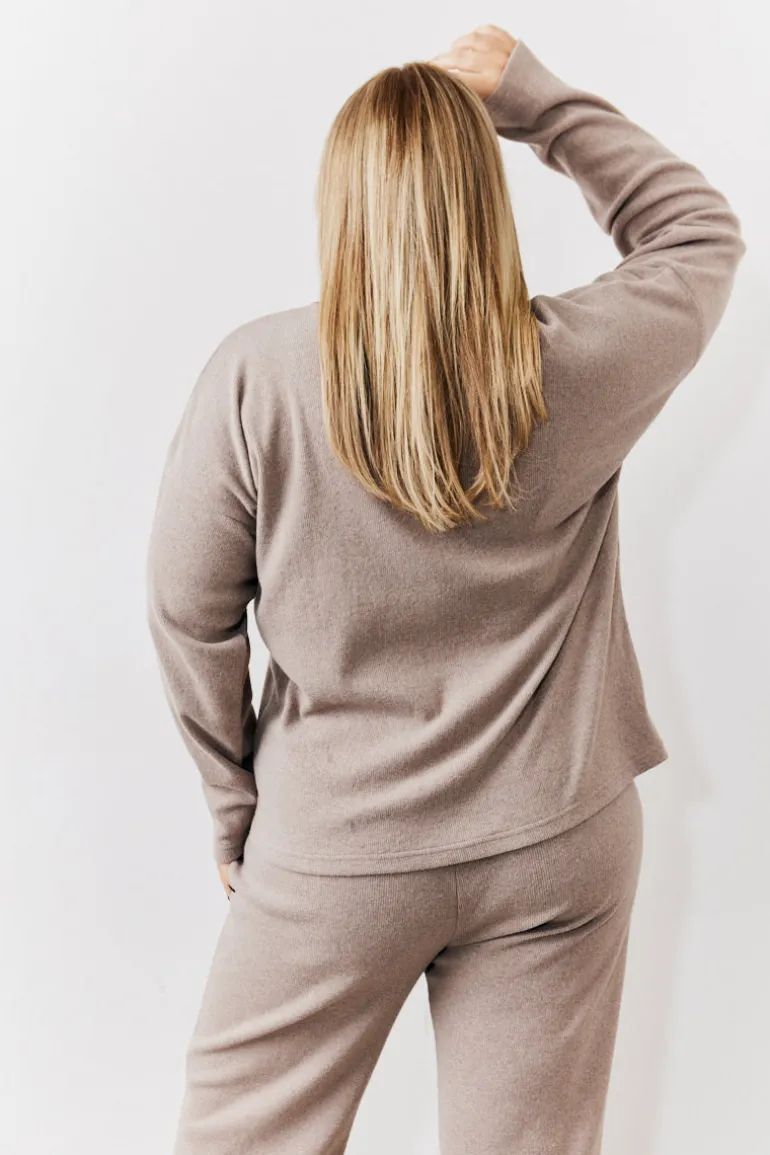 Brushed Rib v Neck Co Ord Top