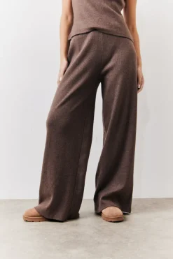 Brushed Rib Wide Leg Co Ord Trousers