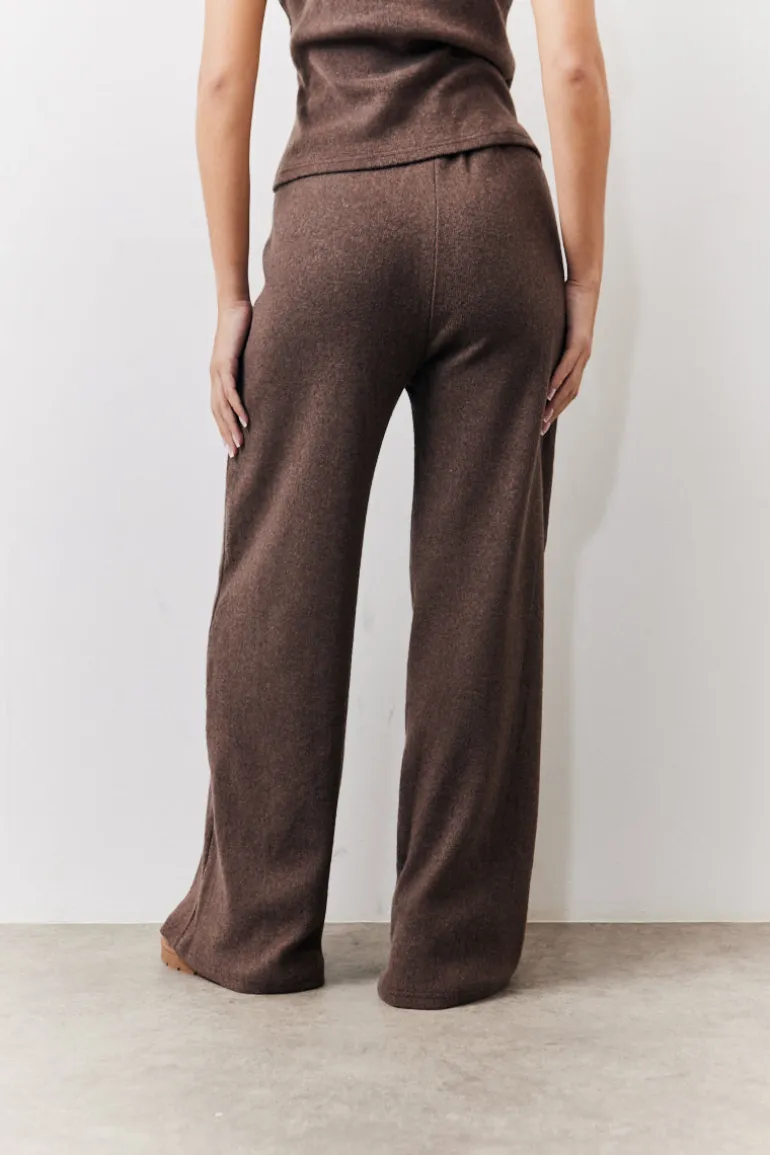 Brushed Rib Wide Leg Co Ord Trousers