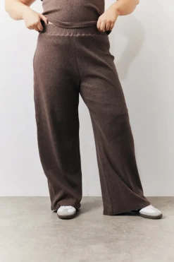 Brushed Rib Wide Leg Co Ord Trousers
