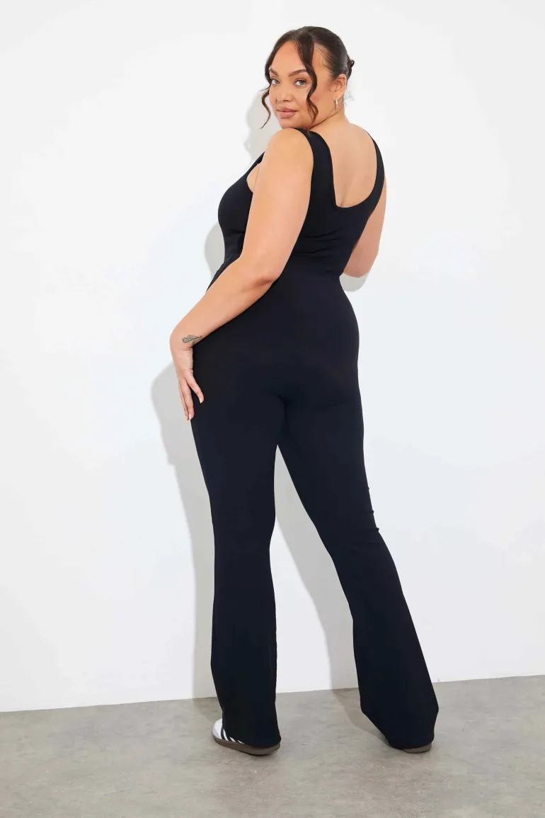 Built-In Bra Flare Leg Sculpt and Control Unitard