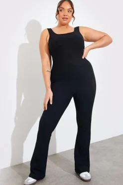 Built-In Bra Flare Leg Sculpt and Control Unitard