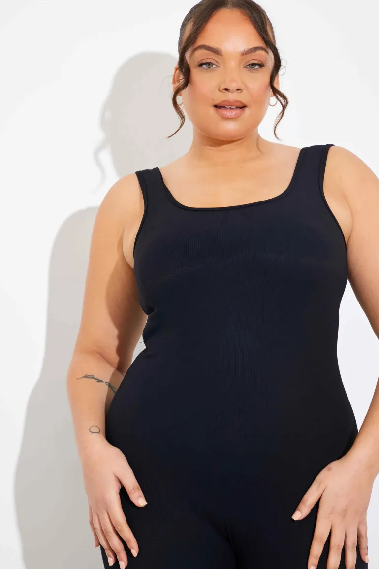Built-In Bra Flare Leg Sculpt and Control Unitard