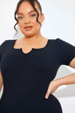 Built-In Bra Notched Neck Short Sleeve Sculpt and Control Short Unitard