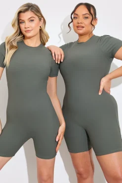 Built-in Bra Short Sleeve Sculpt and Control Short Unitard