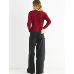 Burgundy Button Wrap Compact Knit Cardigan