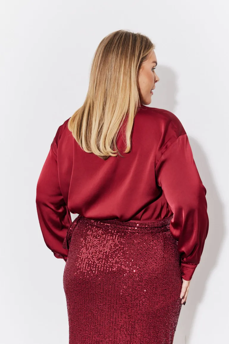 Burgundy Satin Shirt