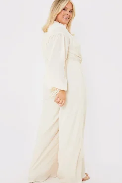 Button Up Wide Leg Jumpsuit