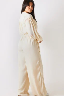 Button Up Wide Leg Jumpsuit