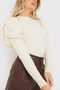 Cable Knit Puff Long Sleeve Bodysuit