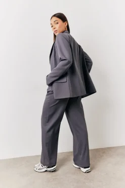 Charcoal Elastic Waist Back Trouser