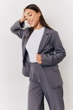 Charcoal Relaxed Pocket Detail Blazer