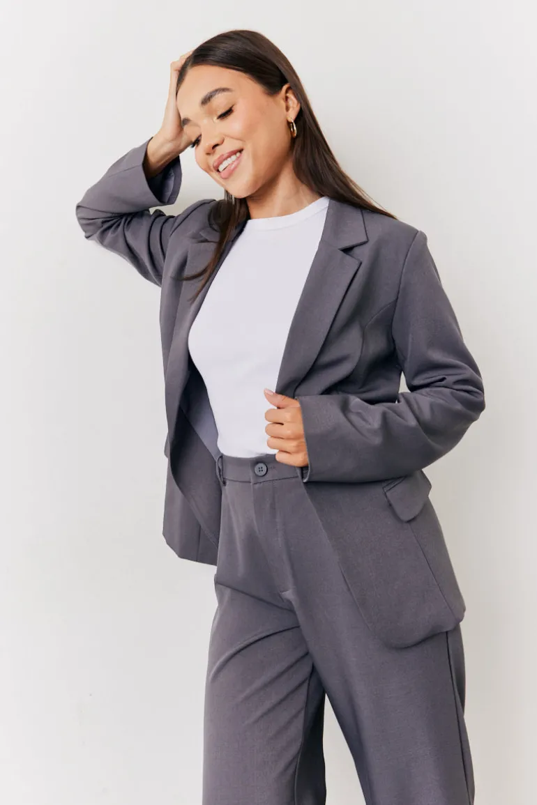 Charcoal Relaxed Pocket Detail Blazer