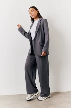 Charcoal Relaxed Pocket Detail Blazer