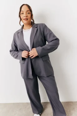 Charcoal Relaxed Pocket Detail Blazer