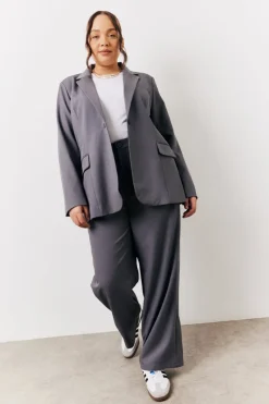 Charcoal Relaxed Pocket Detail Blazer