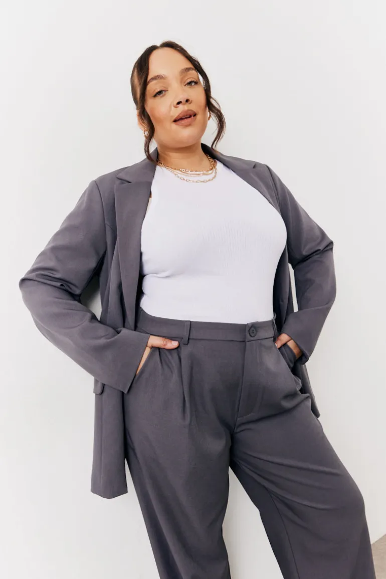 Charcoal Relaxed Pocket Detail Blazer