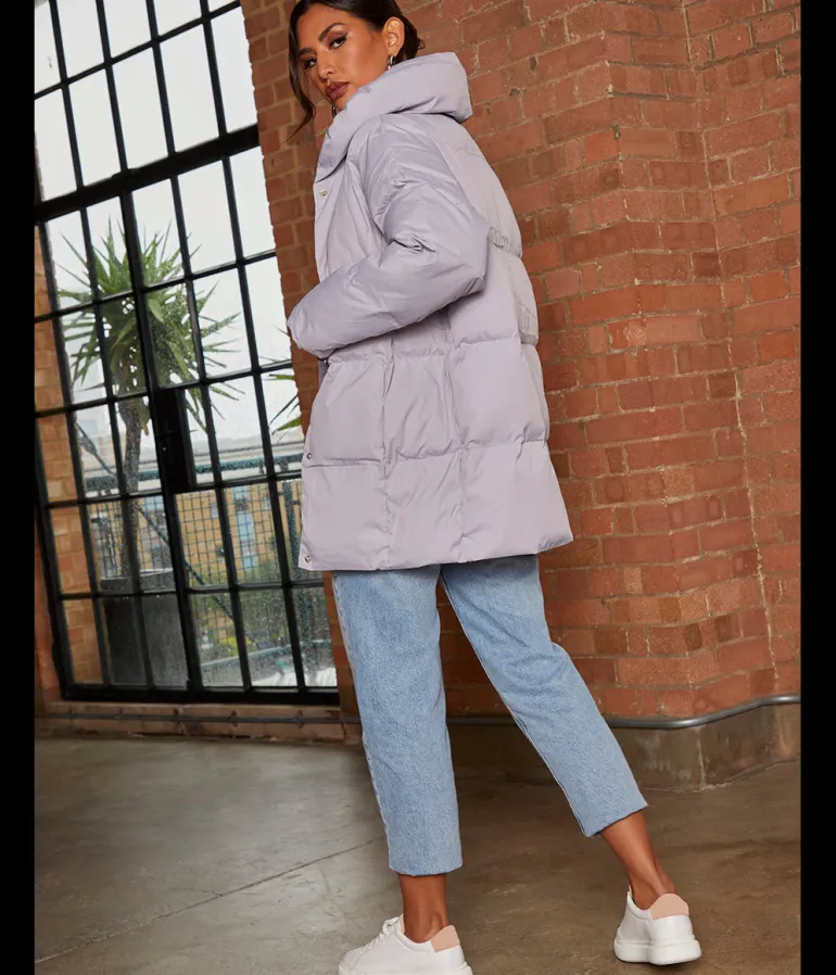Chi Chi London Padded Puffer Coat in Grey