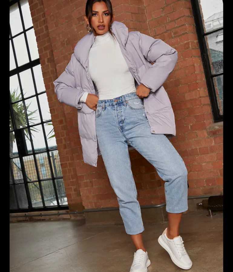 Chi Chi London Padded Puffer Coat in Grey
