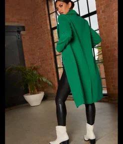 Chi Chi London Single Breasted Coat in Green