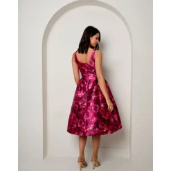 Chi Chi London Sleeveless Floral Fit and Flare Midi Dress in Purple