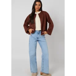 Chocolate Suede Bubble Hem Jacket
