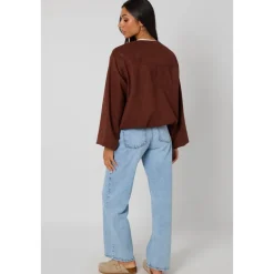 Chocolate Suede Bubble Hem Jacket
